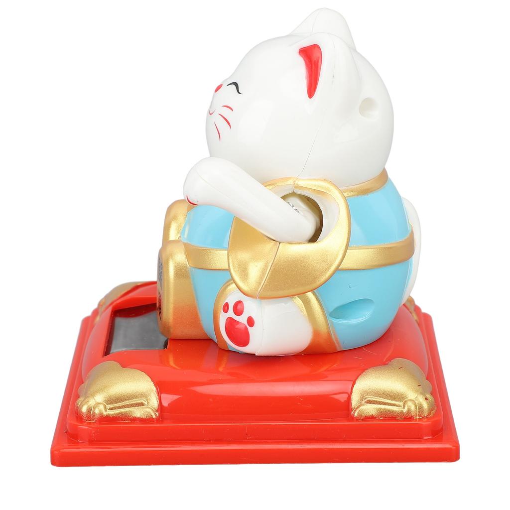 Solar Waving Cat Vivid Lovely Auto Waving Arm Fortune Cat Statue for Car Dashboard Window Decoration 3.15in