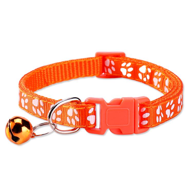 Paw Print Pet Collar with Bell, Multiple Colors Available
