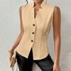 Women's Fashion Solid Color Commuting Button Vest Vest Top