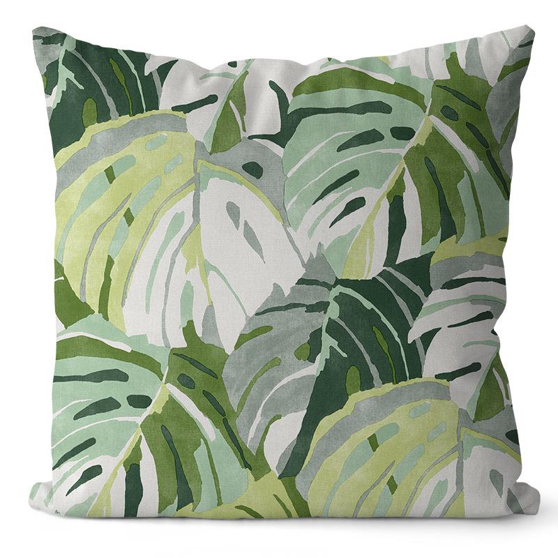 Green Plant Pillow Cover Geometric Cushion Home Bedside Sofa Cushion Cover