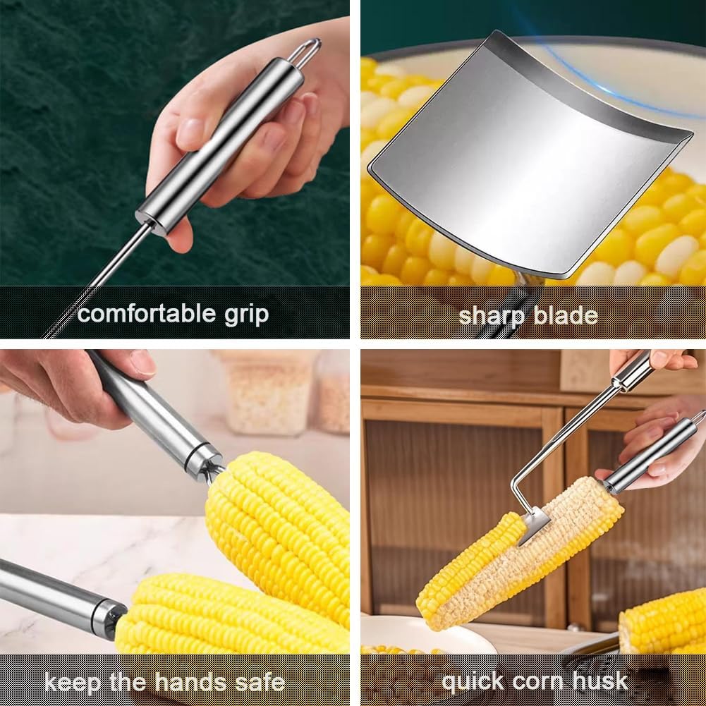 Corn Peeler, Corn Peeler for Corn on the Cob, Stainless Steel Corn Cob Stripper Tool Set, Avoid Cutting the Hands, Gift for Cooking Enthusiasts,