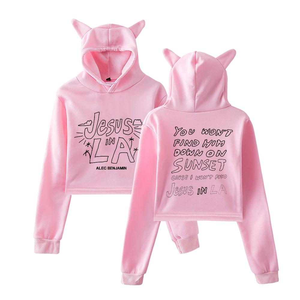 Women Alec Benjamin Print Cropped Sweatshirts Oversize Loose Harajuku Pullovers Korean Casual Tops