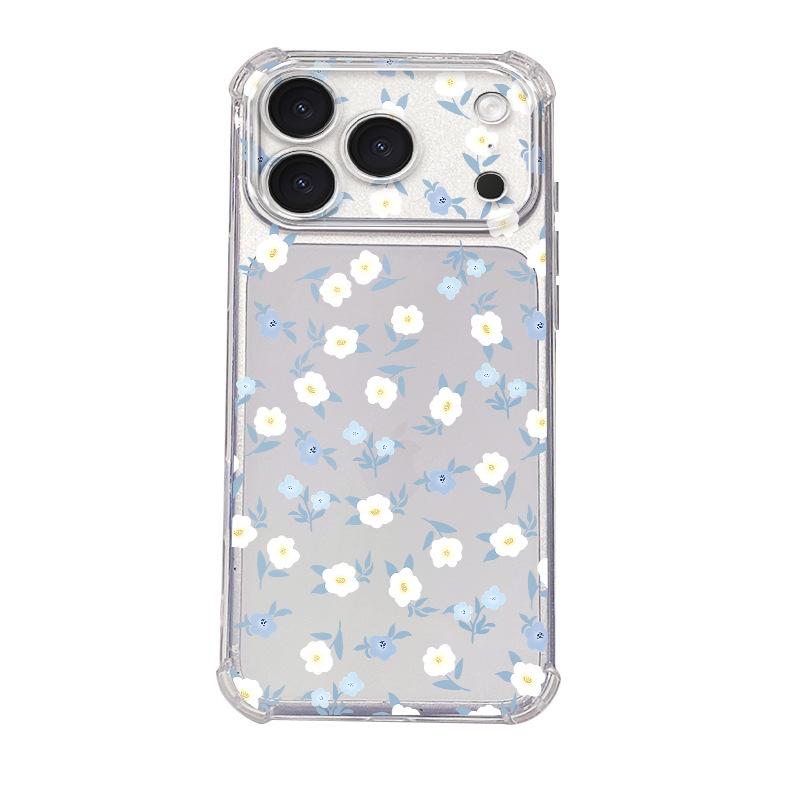 Processing gentle wind blue and white floral UV painted iPhone17promax mobile phone case anti-drop protective case