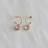 _dd81 Pink Gemstone Point Hoop Earrings