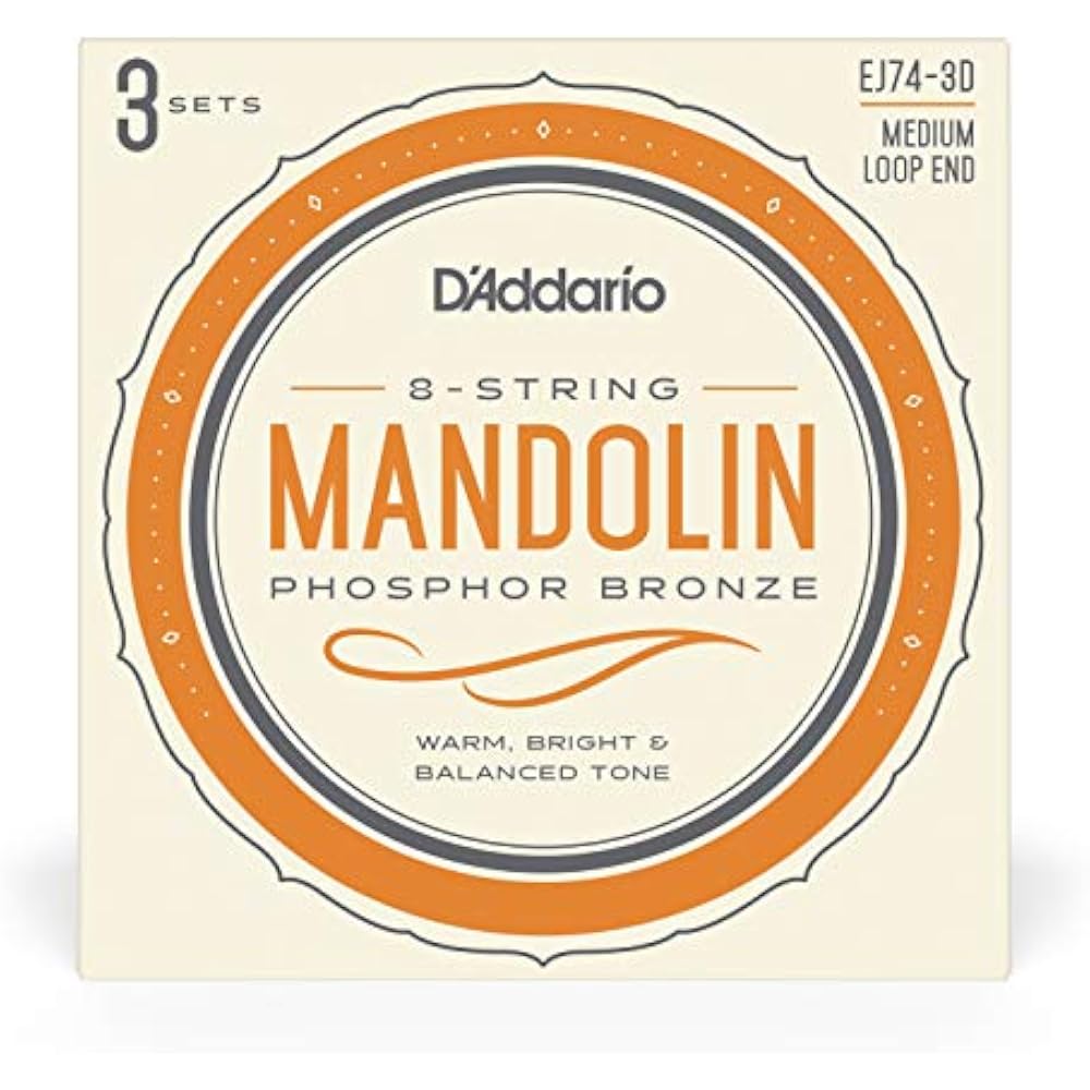 D'Addario Daddario Mandolin Strings Phosphor Bronze Medium .011-.040 EJ74-3D 3 Set Pack [Domestic...