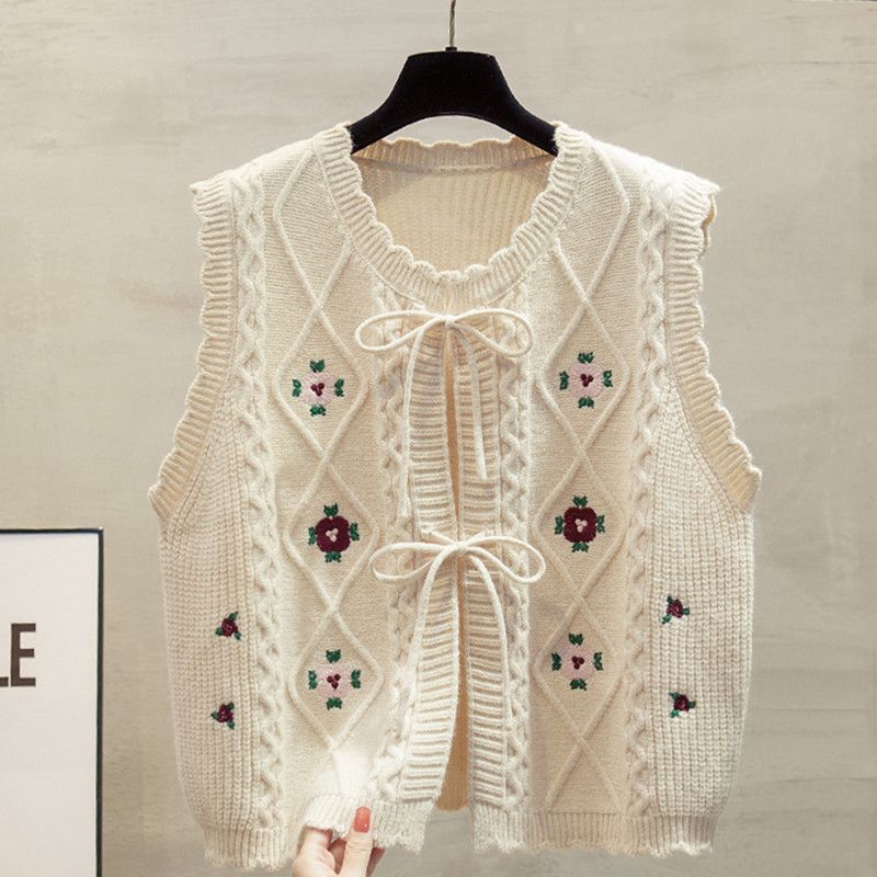 

В язаний жилет з круглим вирізом Жіноча весняна мода та вільний светр у західному стилі 2XL
