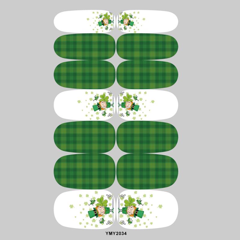 St. Patrick's Day Green Shamrock Unicorn Nail Stickers - Waterproof Full Cover