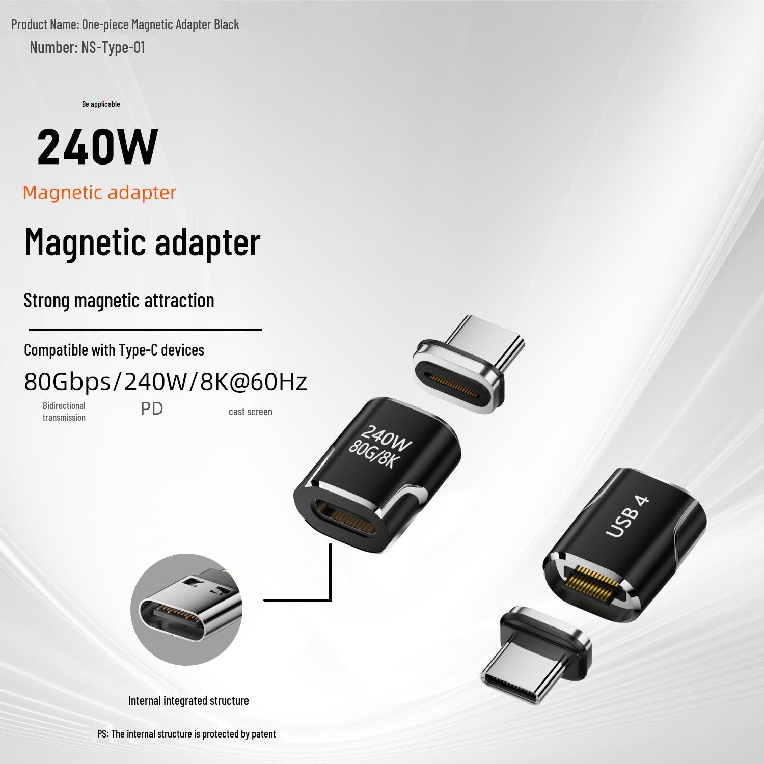 

Магнитный адаптер Type-C 40 Гбит/с — совместим с Thunderbolt 3 и USB4.0