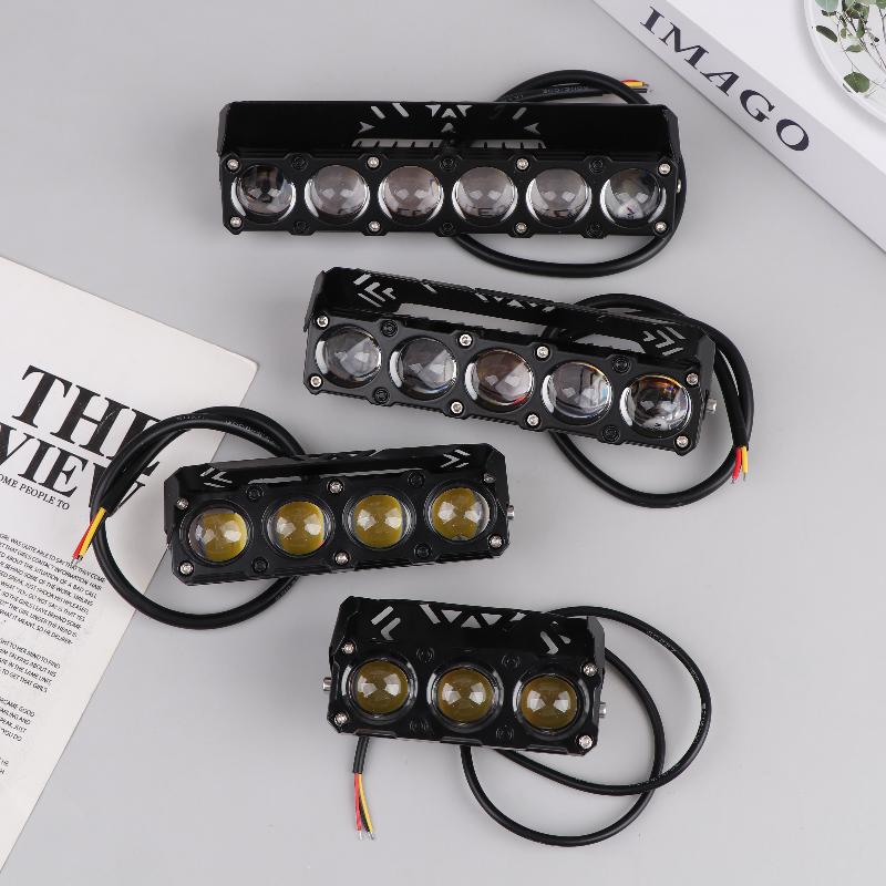 Motorcycle Led Spot Light Dual Color Hi/Low Beam Fog Lamps For Car Trucks Suv Utv Mini Lens Headlight Driving Light