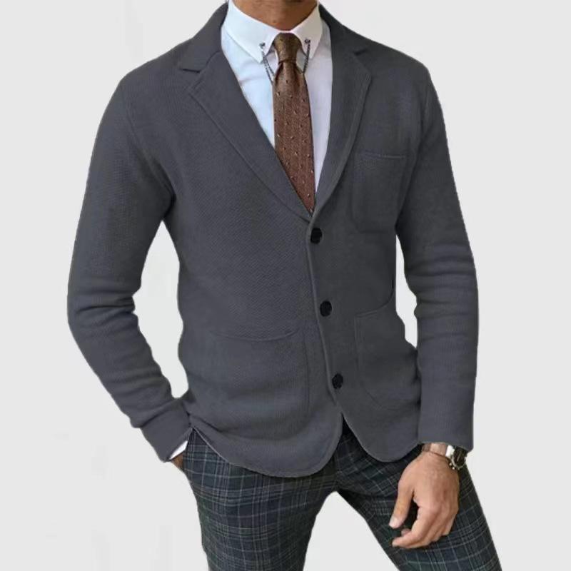 Men's Knit Blazer Jacket Slim Fit Casual Business Suit Coat with Four Color Options