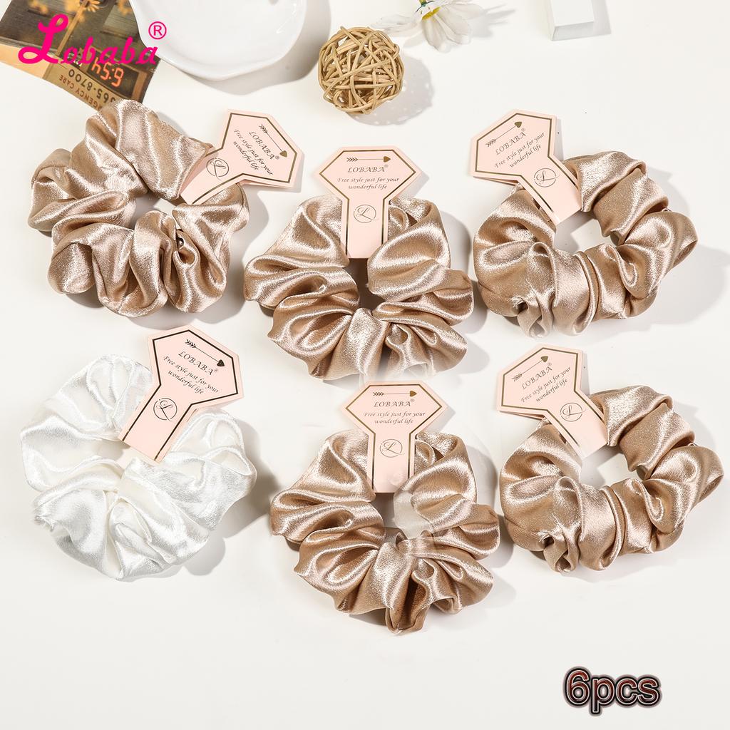 Satin Bridesmaid Scrunchies,Hair Ties Set of 6 Bridal Proposal Gifts, Elastics Hair Ties for Bachelorette Party Favors