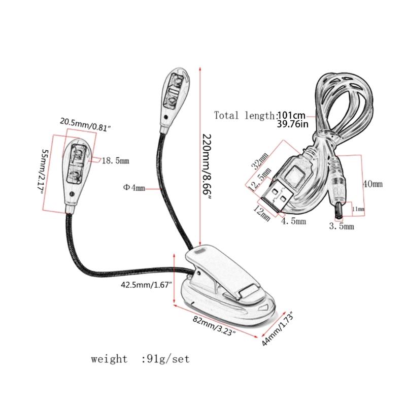 USB/Battery Book Light Eye-Cared Clip On Light, Perfect for Reader, Music Stand