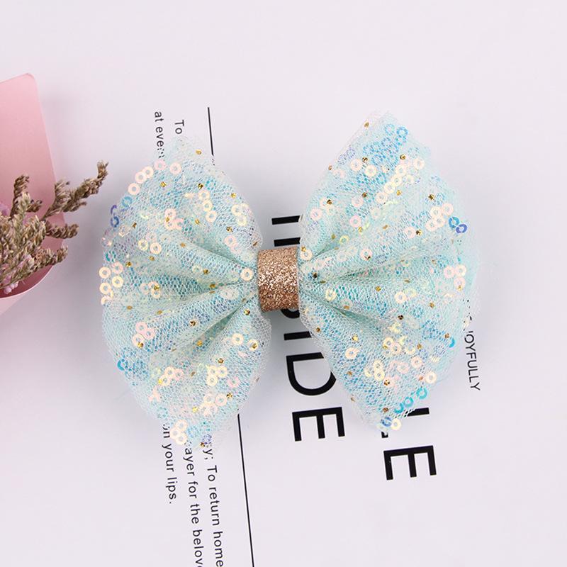 New Chic Princess Lace Hair Clips Bling Netting Sequins Bow Hairpins Glitter Knot Hair Bow Sweet Head Wear Girls Accessories