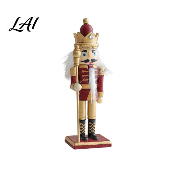 Decorative Wooden Nutcracker Soldier Figurine Handcrafted Solid Wood Christmas Tabletop Ornament Holiday Table Decor for Desk And Bookshelf