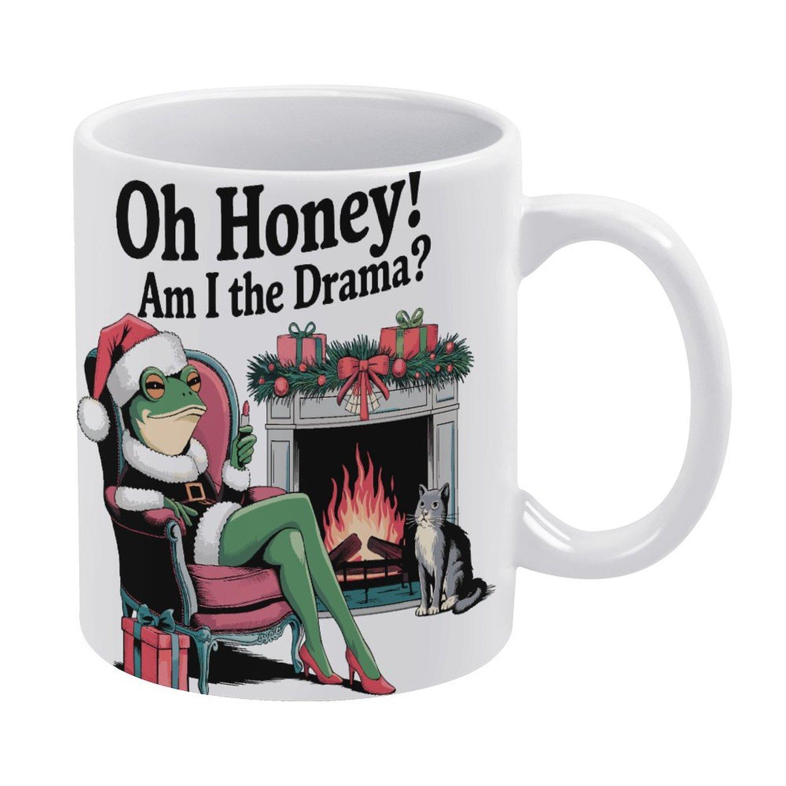 

1pc 11oz blank ceramic coffee mug, double-sided printed drink cup, smooth glazed surface, durable handle, perfect for kitchen, office, café