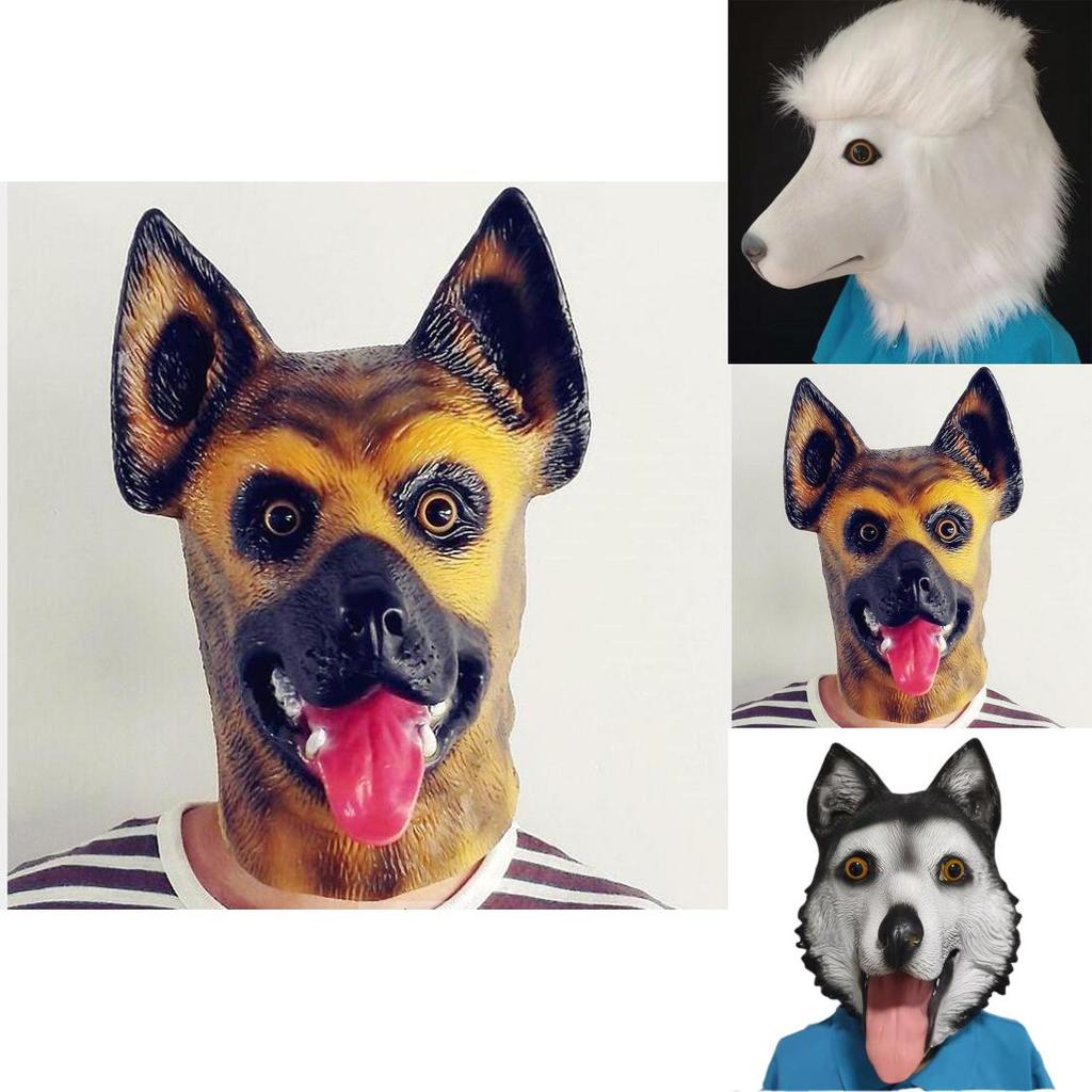 Poodle Wolf Dog Husky Mask Latex Pet Dog Costume For Christmas And Halloween