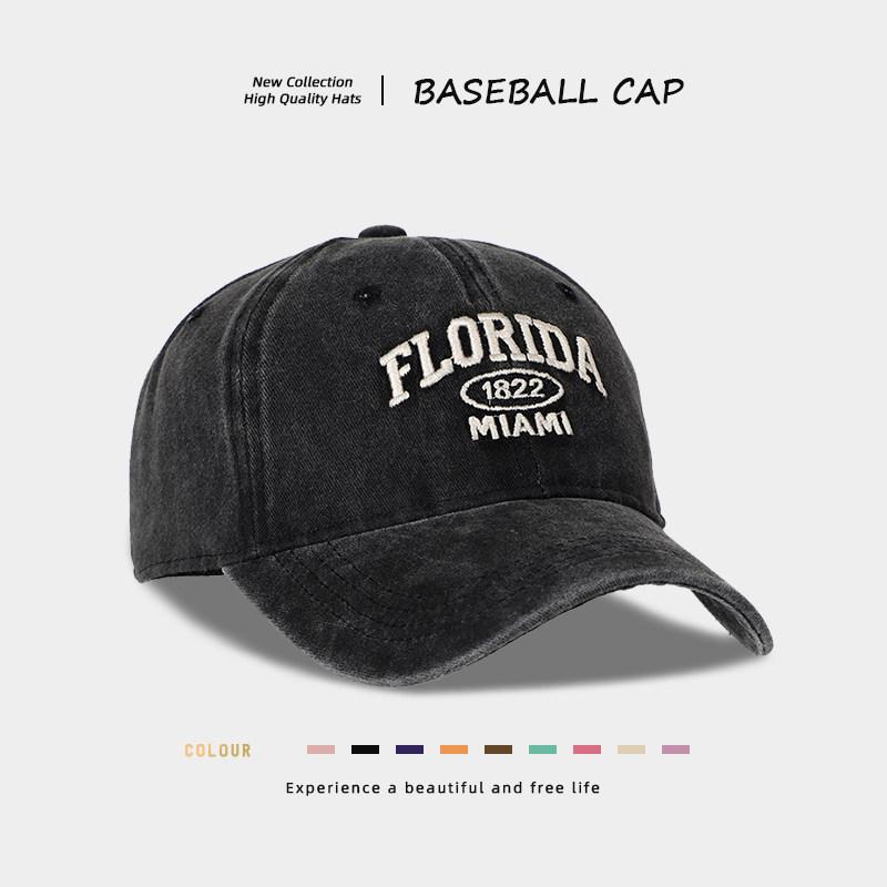 1 Stück Retro Gewaschene Cowboy Baseballkappen für Damen Stickerei Outdoor Sonnenschutzmütze Lässige Street Hip Hop Hüte Gebogener Schirm Dariver Hut