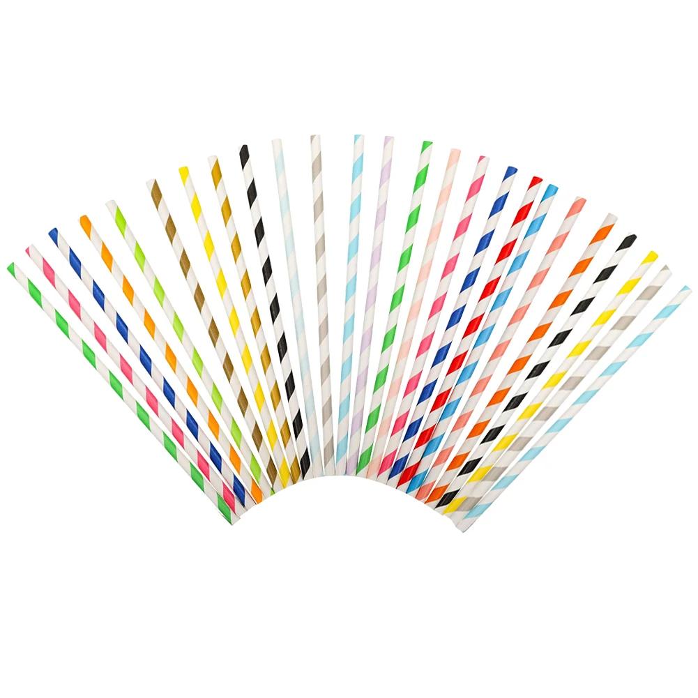

25-100 шт одноразовые пластиковые трубочки для питья кухонные коктейли полосатые постельного белья соломенные бар вечеринка Kunststof Rietjes многоцветные 25PCS разноцветный