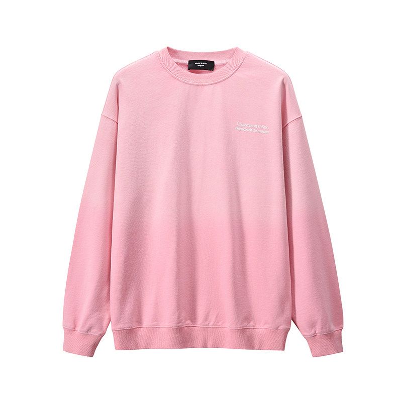 Black of Exit Chinese Style Heavy-Duty Washed Gradient Slogan Print Crew Neck Sweatshirt Unisex American Style Cotton Top