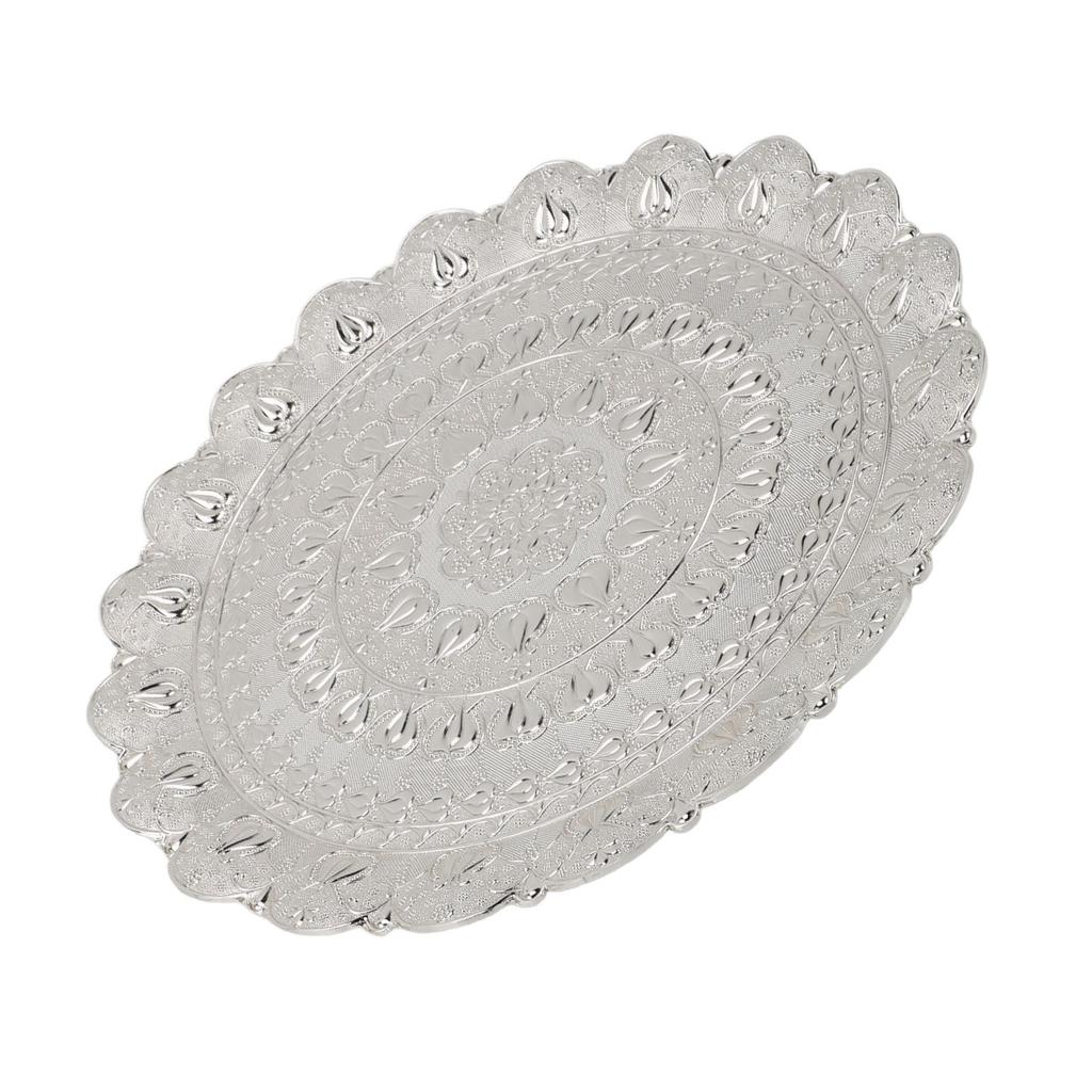 Turkish Tea Coffee Serving Tray Vintage Style Embossed Pattern Round Coffee Plate for Bar Outdoor