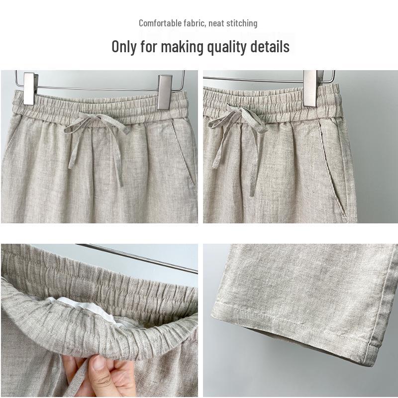 Men's High-End Pure Linen Summer Pants - Loose, Wide-Leg, Straight-Cut Style