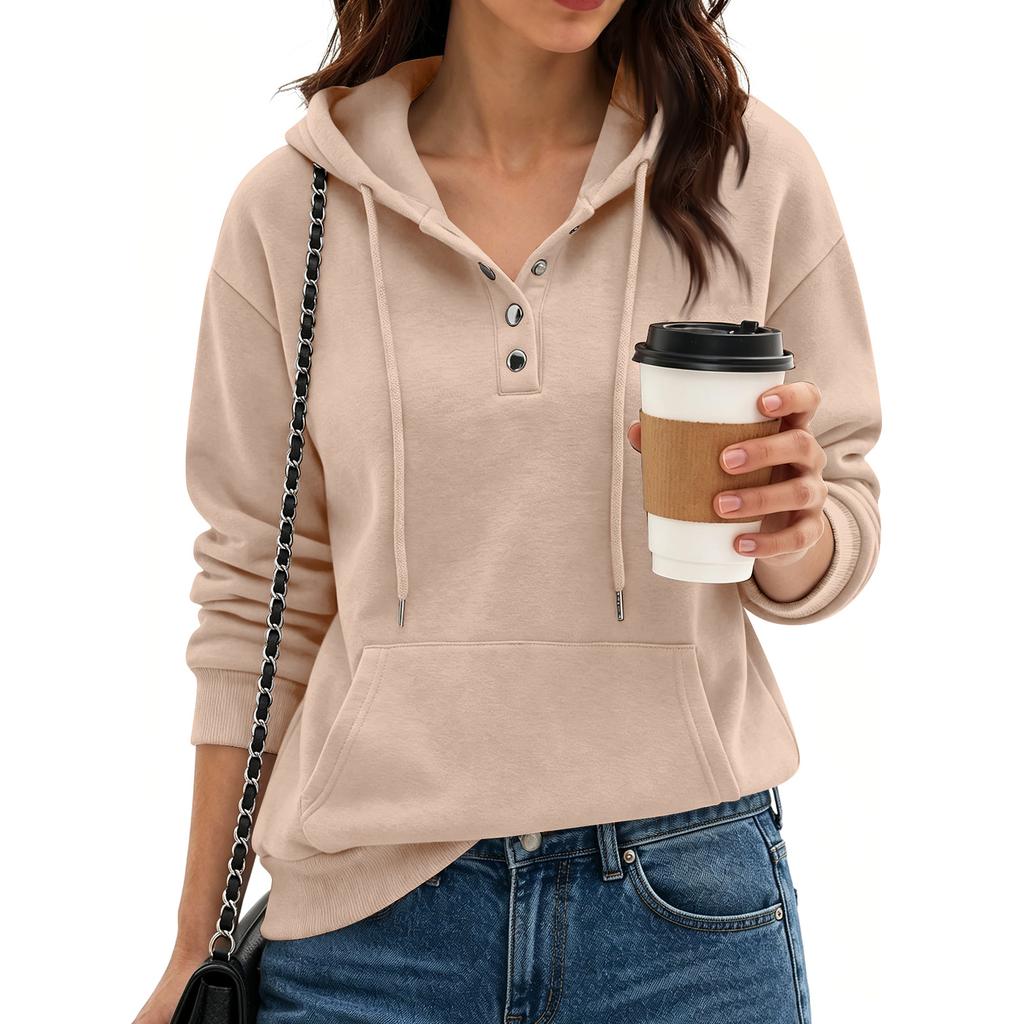 Felpa da donna casual con cappuccio e maniche lunghe con tasca per l'uso quotidiano