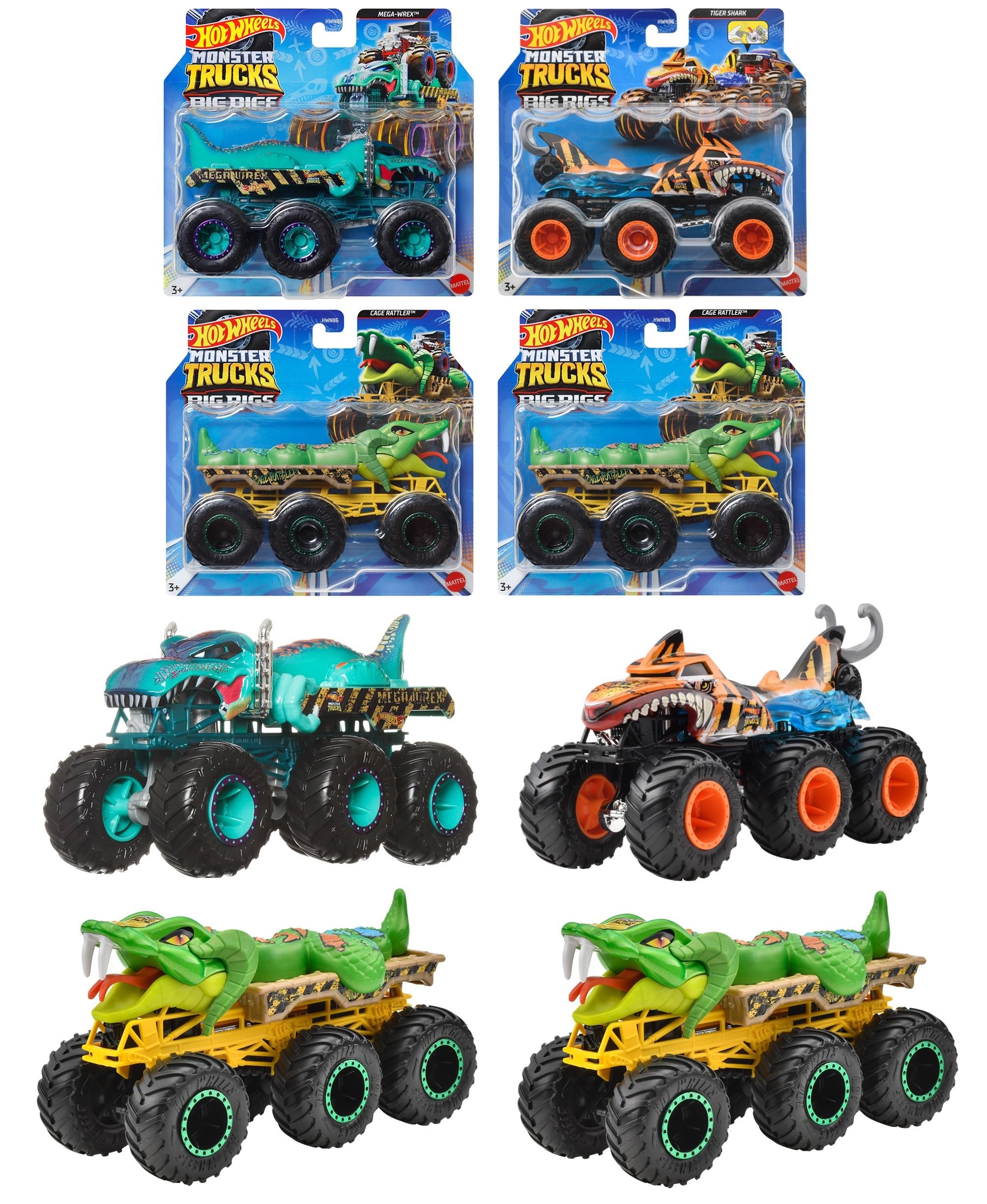

Hot Wheels Monster Truck Transporter Assortment (4-Car Box) - Vehicle Toy, Miniature Car, Ages 3+, Multi-Purpose, 986C-HWN86