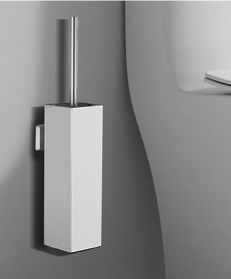 304 Stainless Steel Floor-Standing Toilet Brush with Punch-Free Wall Mount & Deodorizing Long Handle