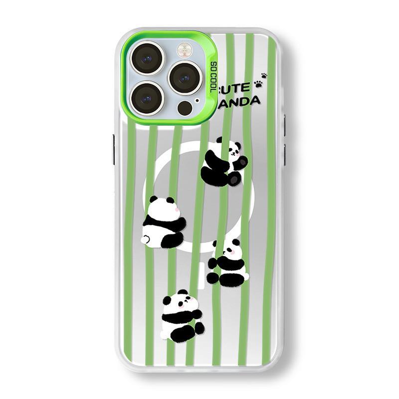Magnetyczny uchwyt Frosted Phone Case kompatybilny i odpowiedni dla iPhone15 14 13 12 11promax xsmax xr 7 8plus Cute Panda