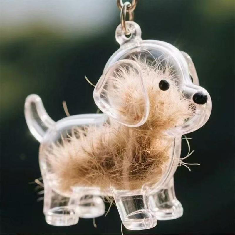 Clear Cat Hair Collection Capsule Keychain Kawaii Memorial Pet Cat Dog Hair Container Bag Charms Pendant For Pet Lovers