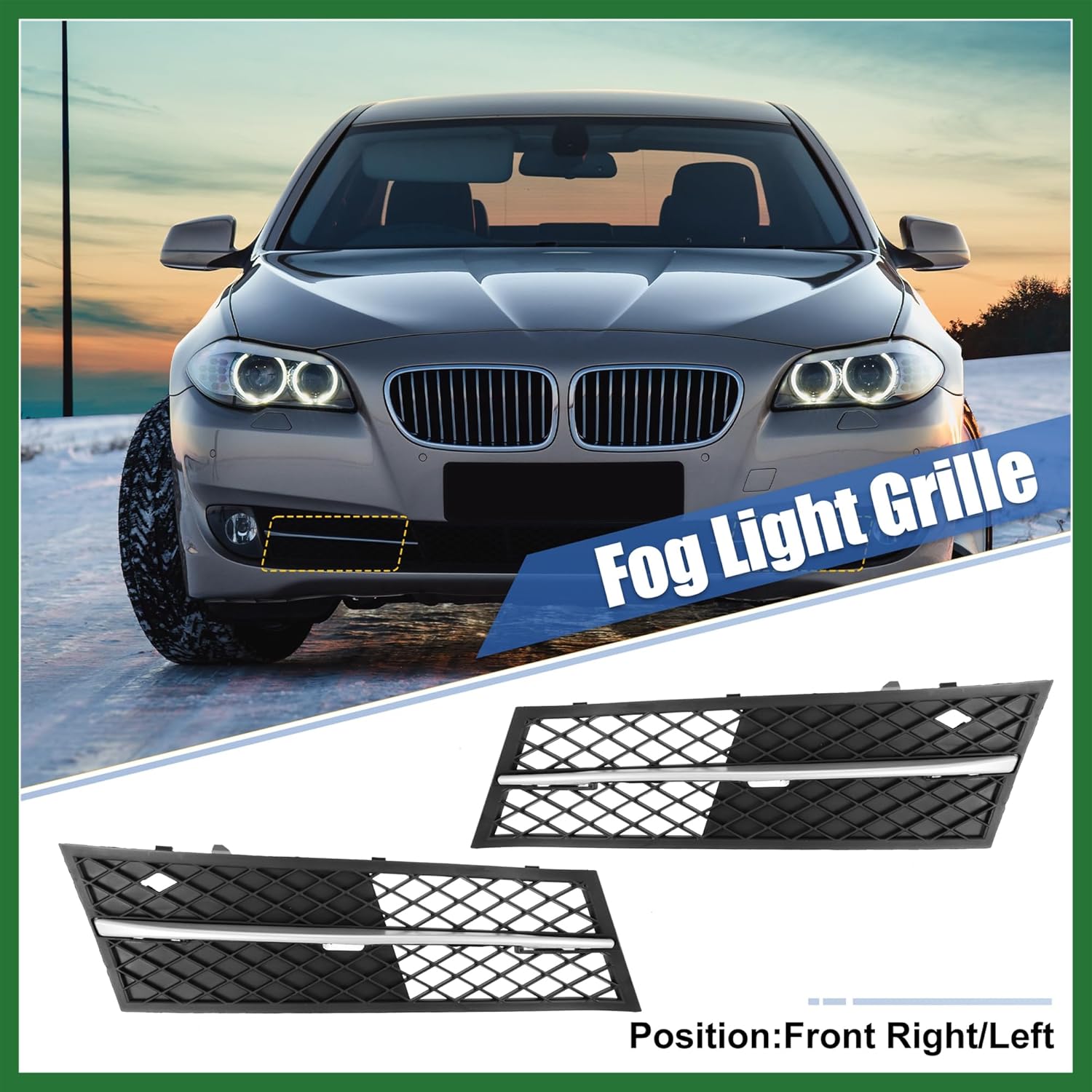 

Motoforti Pair Front Fog Light Grille Bumper Grill Cover for BMW F10 F11 528i 535i 2011-2013 51117200699 51117200700 Long-lasting