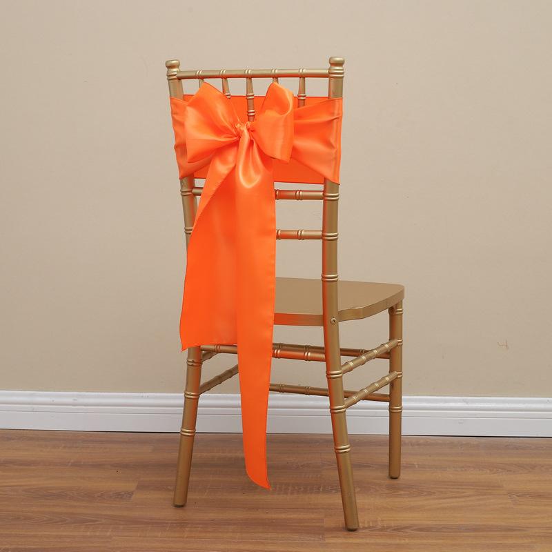 

17x275cm Silk Satin Chair Sashes Big Bow Chair Cover Ribbon Bowknot Chair Decoration for Wedding Party Baby Shower Event Decor 10 pcs оранжевый