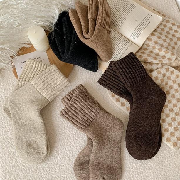 5 Pairs of Wool Socks, Autumn and Winter Snow Socks, Warm Socks, Women's Socks