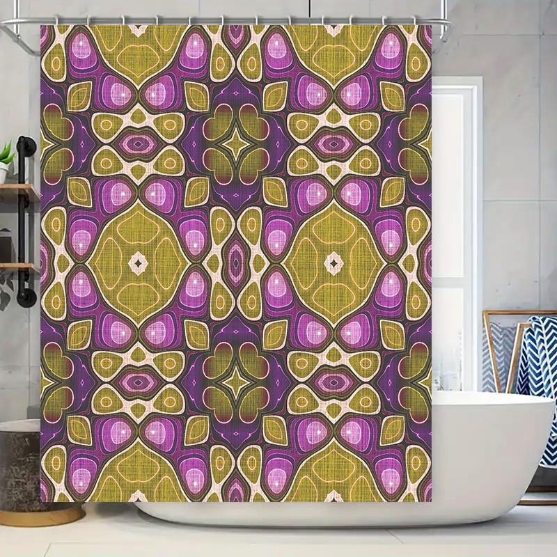 

Unique Pattern Shower Curtain Bath Rug Fabric Waterproof Shower Cloth Decorations For Bathroom W60H190(CM)-1 Pcs