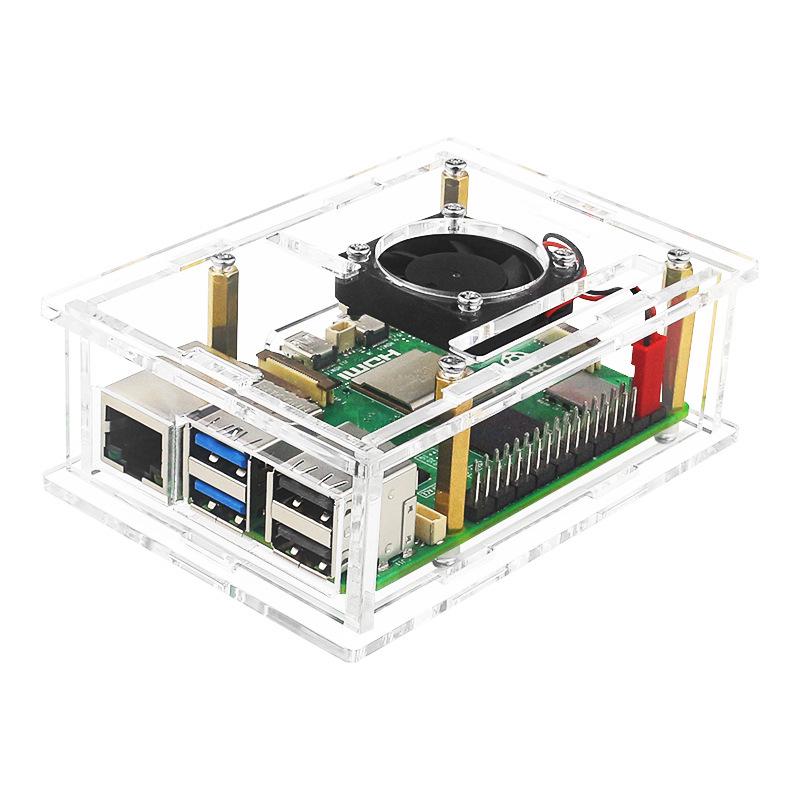 Raspberry Pi 5 Acrylic Case with Cooling Fan