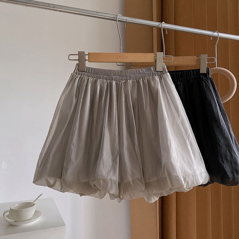 Summer High Waist 3D Floral Bubble A Line Wide Leg Shorts Loose Casual Chiffon Clothes