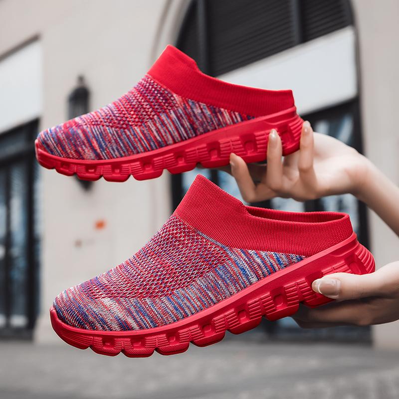 Women's Sandals Backless Walking Sneakers Summer Slip-on Mule Shoes Closed Toe Slippers for Men Plus Size 35-48