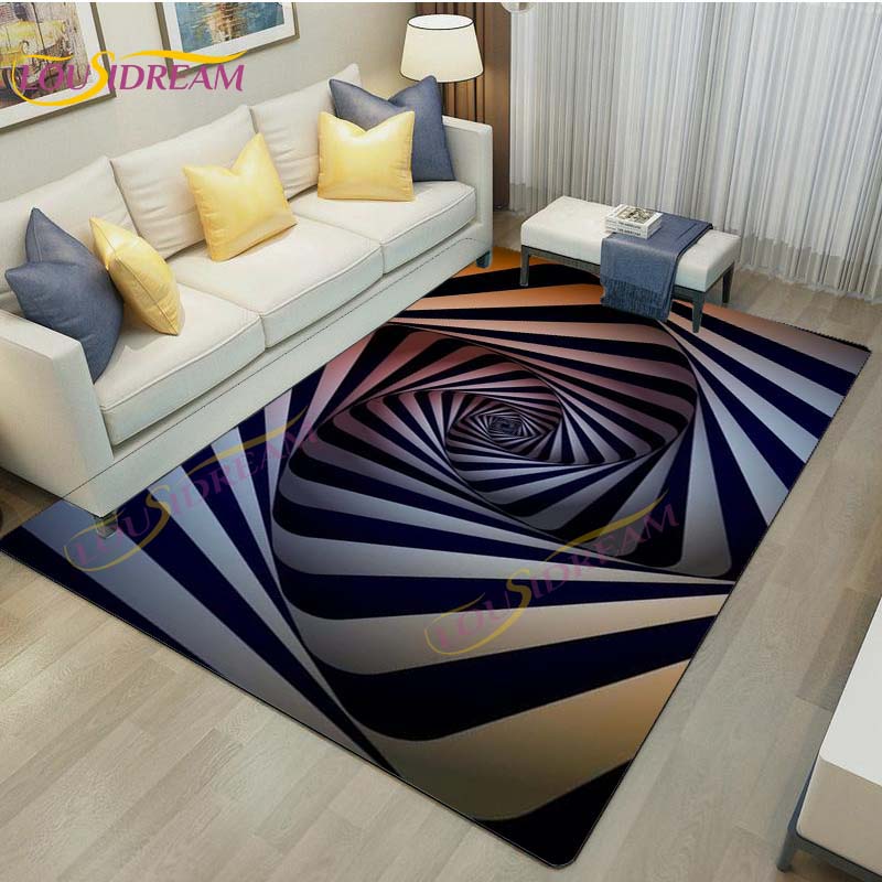 3D Vortex Illusion Rug Abstract Rug Modern Carpets for Living Room Area Rug Non Slip Floor Rug Teen's Rug Game Room Rug Play Mat
