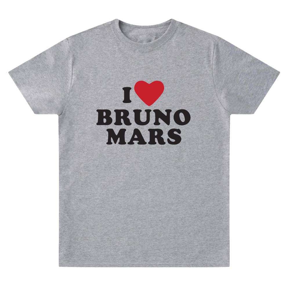 I Heart Bruno Mars Soft Tee Bruno Mars Merch T-shirts Women Men Casual Cotton T-Shirt O-Neck Short Sleeve Basic Tops Daily Wear