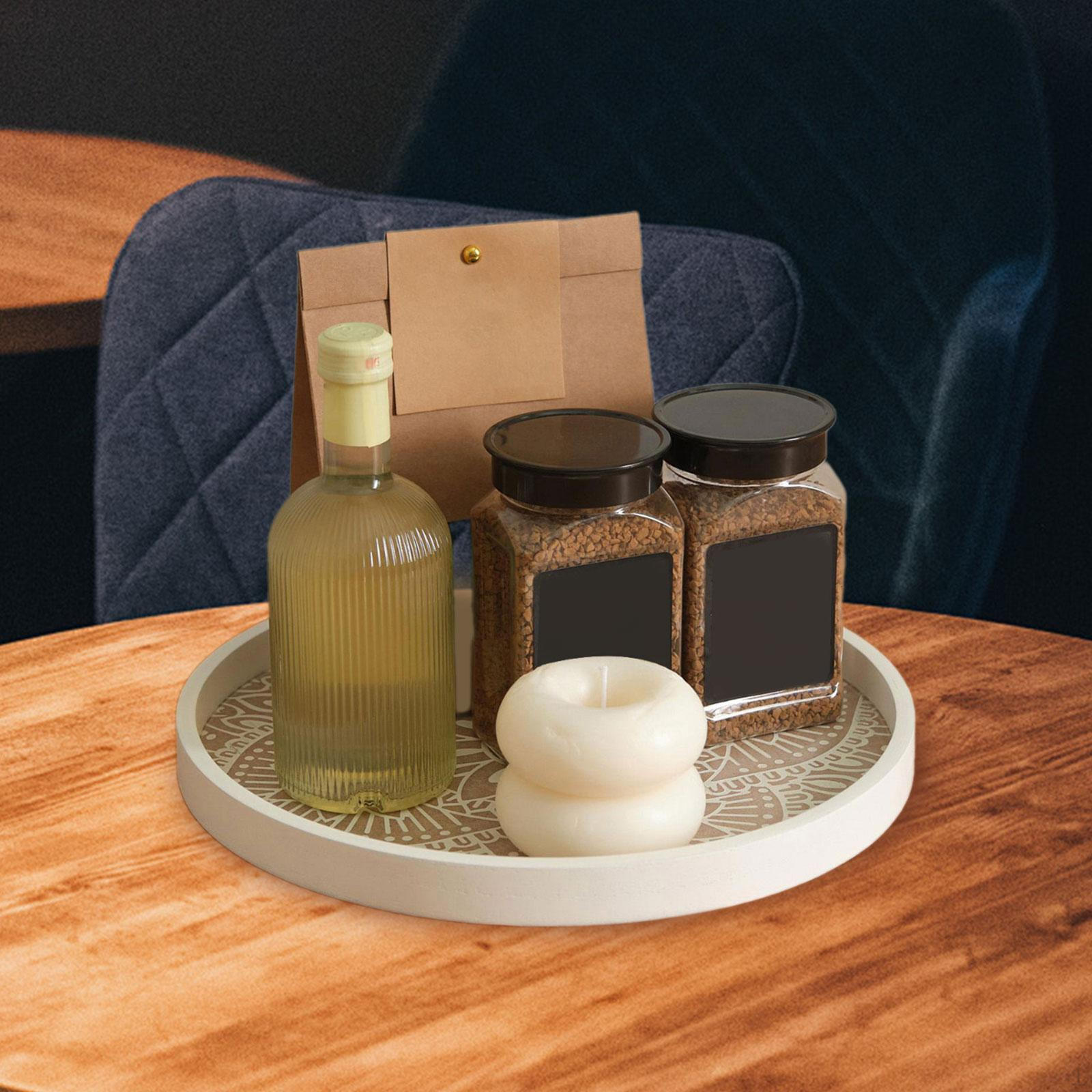 

30cm Circular Tray for Serving Bath Perfumes And Dining Table, Decorative Rustic Soap Dish. білий