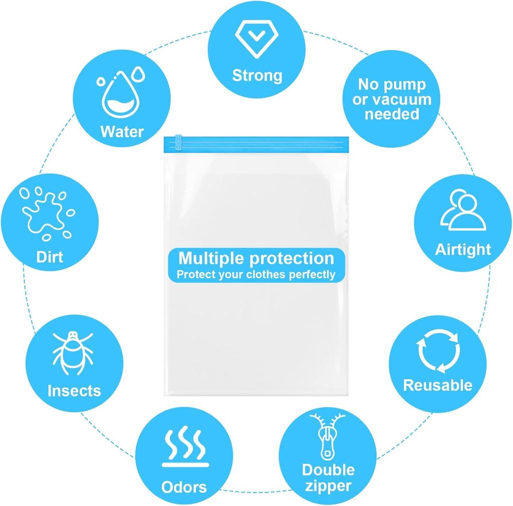 20  Multiple Sizes Vacuum Storage Bags Hand Roll Durable Space Saver Bags For Clothes Clothing Travel Moving Must Have Organizer