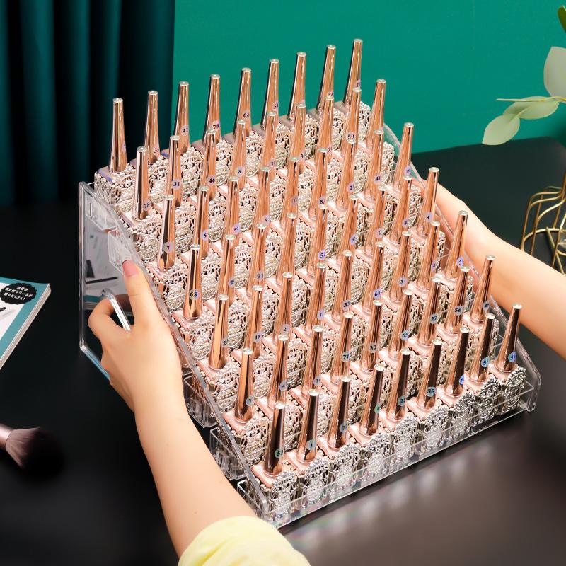 Transparent Acrylic Storage Box, Lipstick Display Stand, Desktop Cosmetics Finishing and Storage, Nail Polish Display Stand, Plastic.