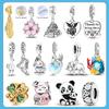 Charms 925 Silver Rabbit Panda Elephant Flowers Pendants Fit Bracelet Beads Making Woman Fine Jewelry Gifts