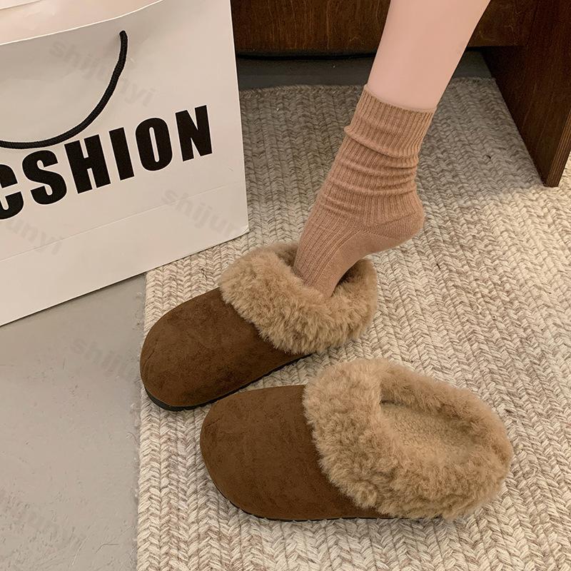 Platform Half Slippers Women 2026 New Autumn Winter Outdoor Non Slip Thicken Warm Shoes Lightweight Comfortable Cotton Slippers