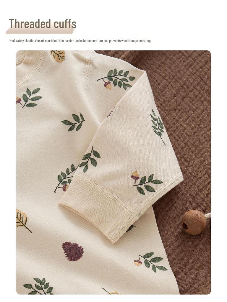 Spring & Autumn Kids' Cotton Pajamas Set - Cozy Home Wear with Belly Protection and Crotch Opening