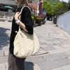 Japanese Lazy Style Literary And Artistic Large-Capacity Canvas Bag Female Solid Color Simple Versatile Shopping Bag Student Class Shoulder Bag