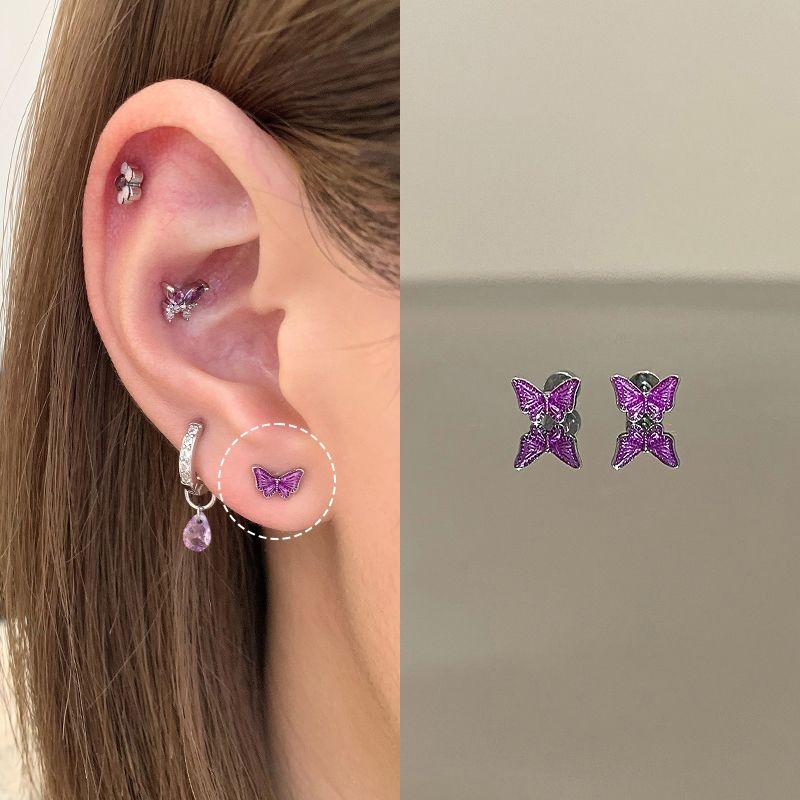 Ringring Store Medical Titanium Steel Ear Studs Edge Buckle Loop Bone Nail Earring Ear Bone Pin Titanium Alloy Earrings Earrings Female