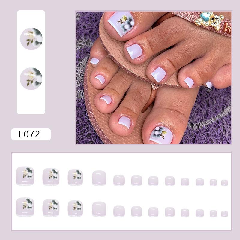Simple French fresh and elegant cute flower foot model wearing nail piece sweet ins wind foot nail special