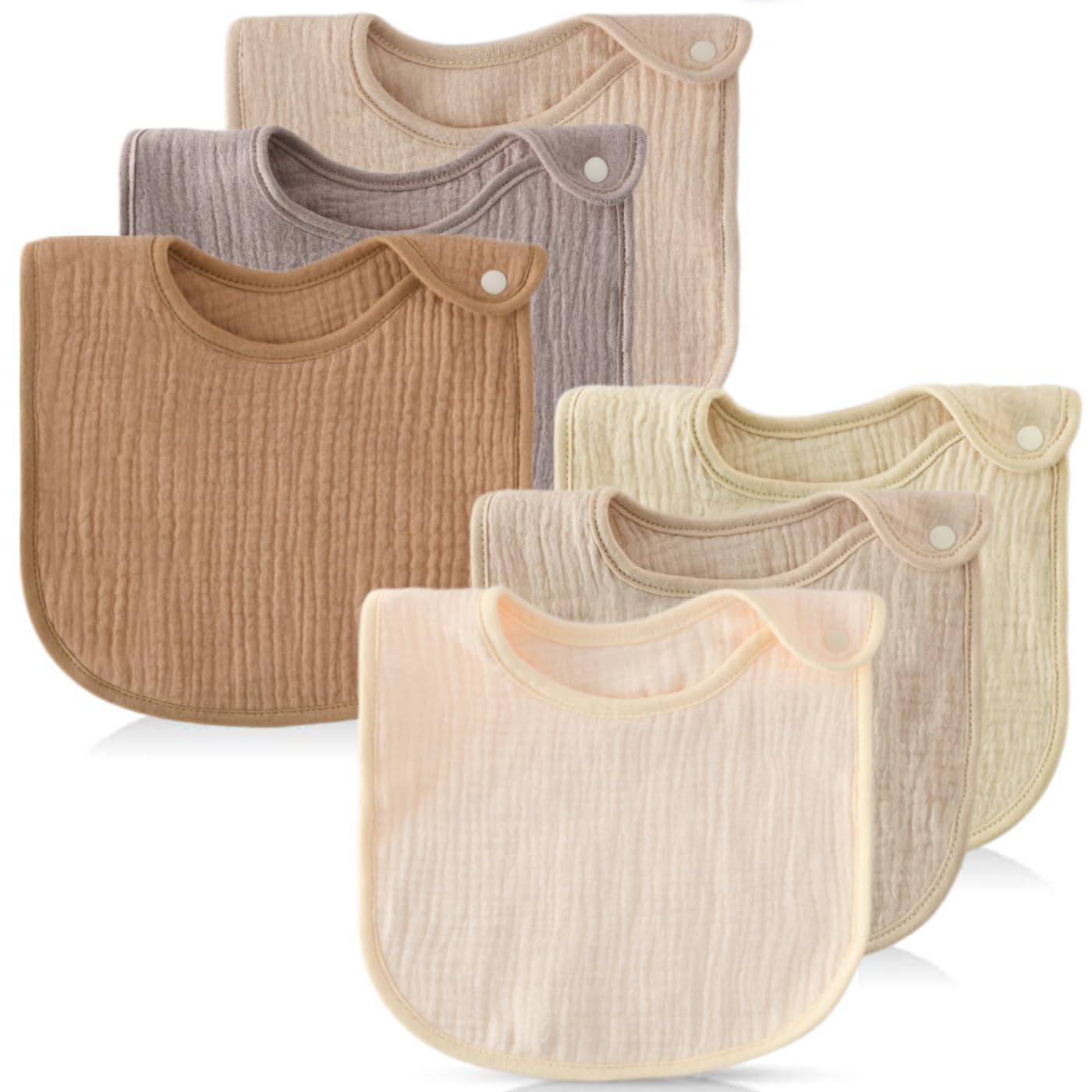 

GoUseGo Baby Set of Solid Gauze Baby Bibs for Boys and Newborn Cotton Bibs in Natural and Muted Perfect for Baby Shower Gifts Bibs, 6, Girls, Colors, бежевый