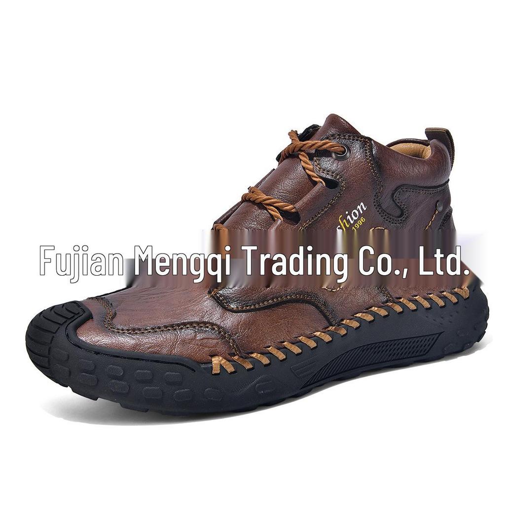 2025 Men's Plus Size Martin Boots - Mid-top, Autumn/Winter, Outdoor Casual, Thick Sole, Short Motorcycle Style.